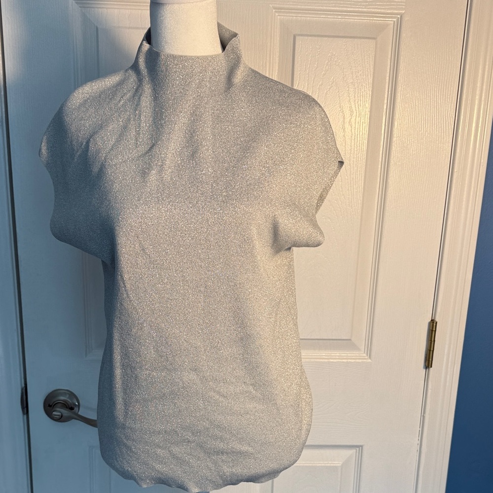 Ann Taylor Silver Cowl Neck Sweater